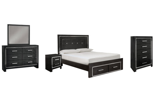 Kaydell  Panel Bed With Storage With Mirrored Dresser, Chest And Nightstand