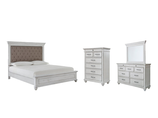 Kanwyn  Panel Bed With Mirrored Dresser And Chest