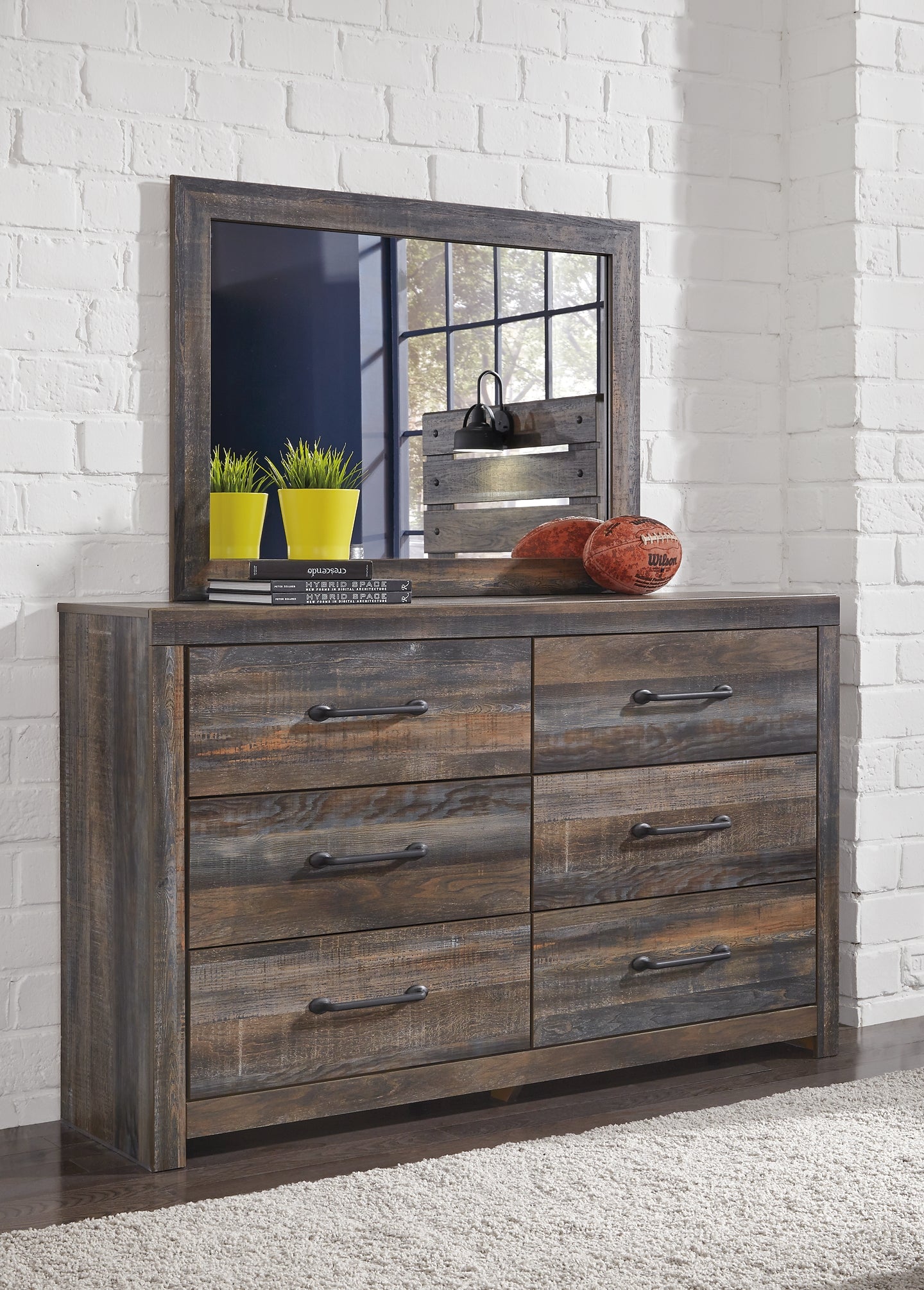 Drystan  Panel Headboard With Mirrored Dresser And Chest