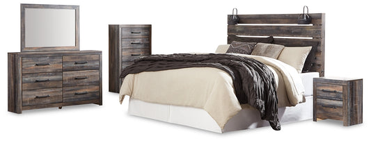 Drystan  Panel Headboard With Mirrored Dresser, Chest And Nightstand