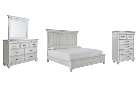 Kanwyn  Panel Bed With Mirrored Dresser And Chest