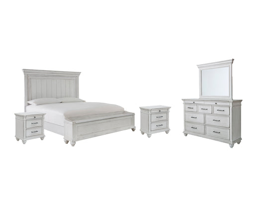 Kanwyn  Panel Bed With Storage With Mirrored Dresser And 2 Nightstands