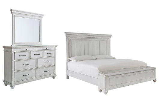 Kanwyn  Panel Bed With Storage With Mirrored Dresser