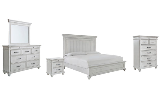 Kanwyn  Panel Bed With Mirrored Dresser, Chest And Nightstand