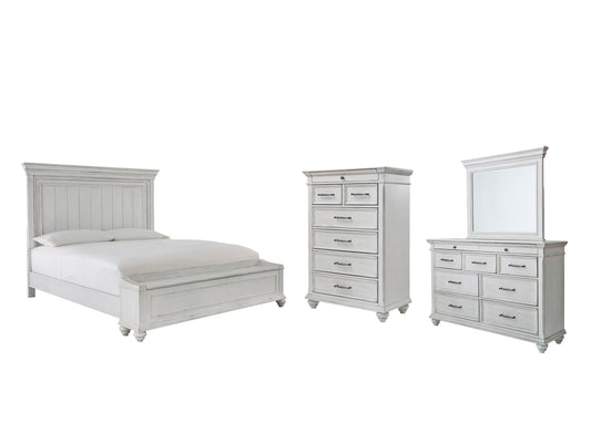 Kanwyn  Panel Bed With Storage With Mirrored Dresser And Chest