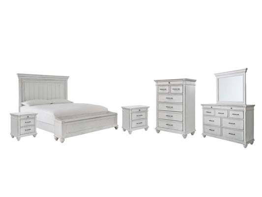 Kanwyn  Panel Bed With Storage With Mirrored Dresser, Chest And 2 Nightstands