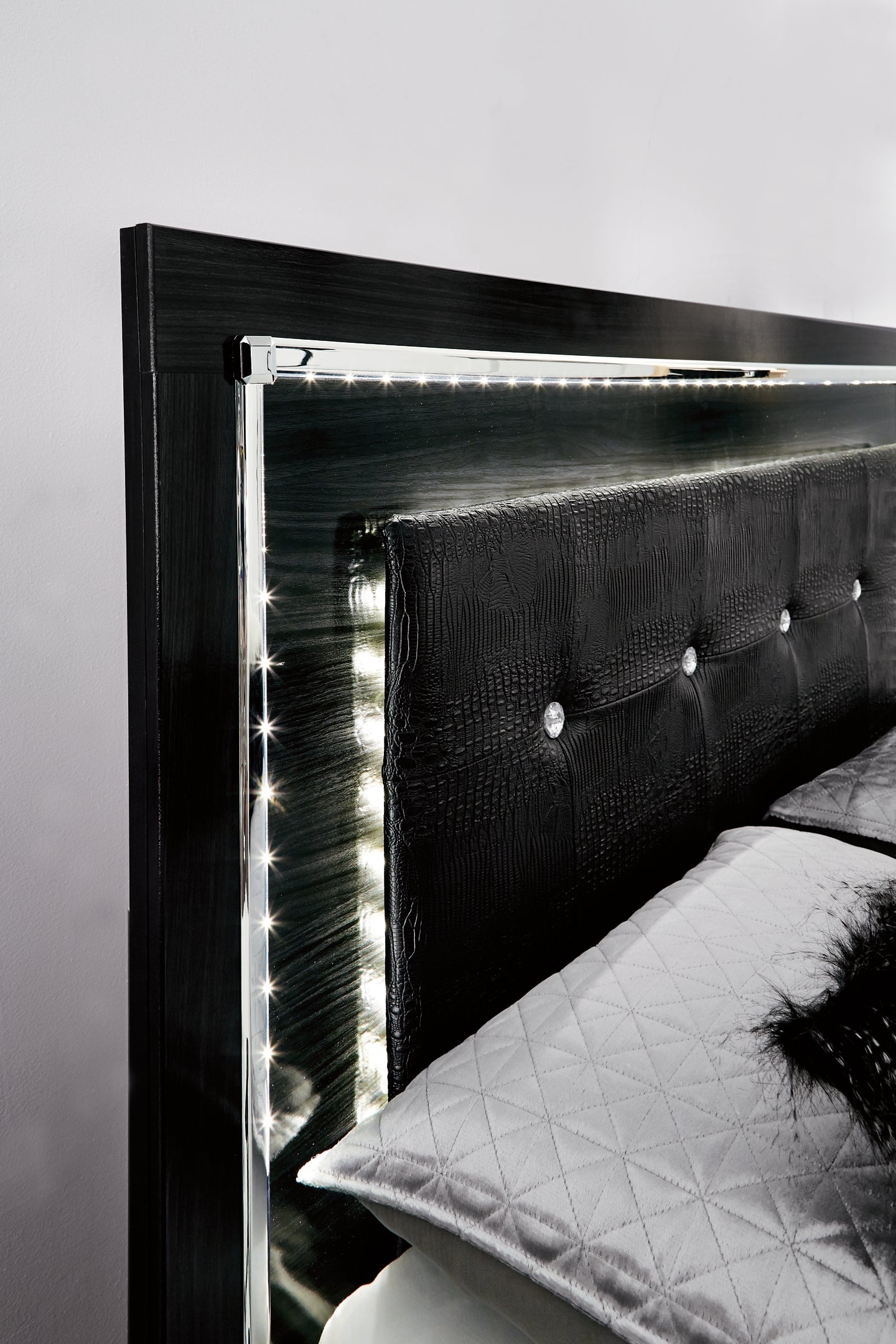 Kaydell  Panel Bed With Storage With Mirrored Dresser