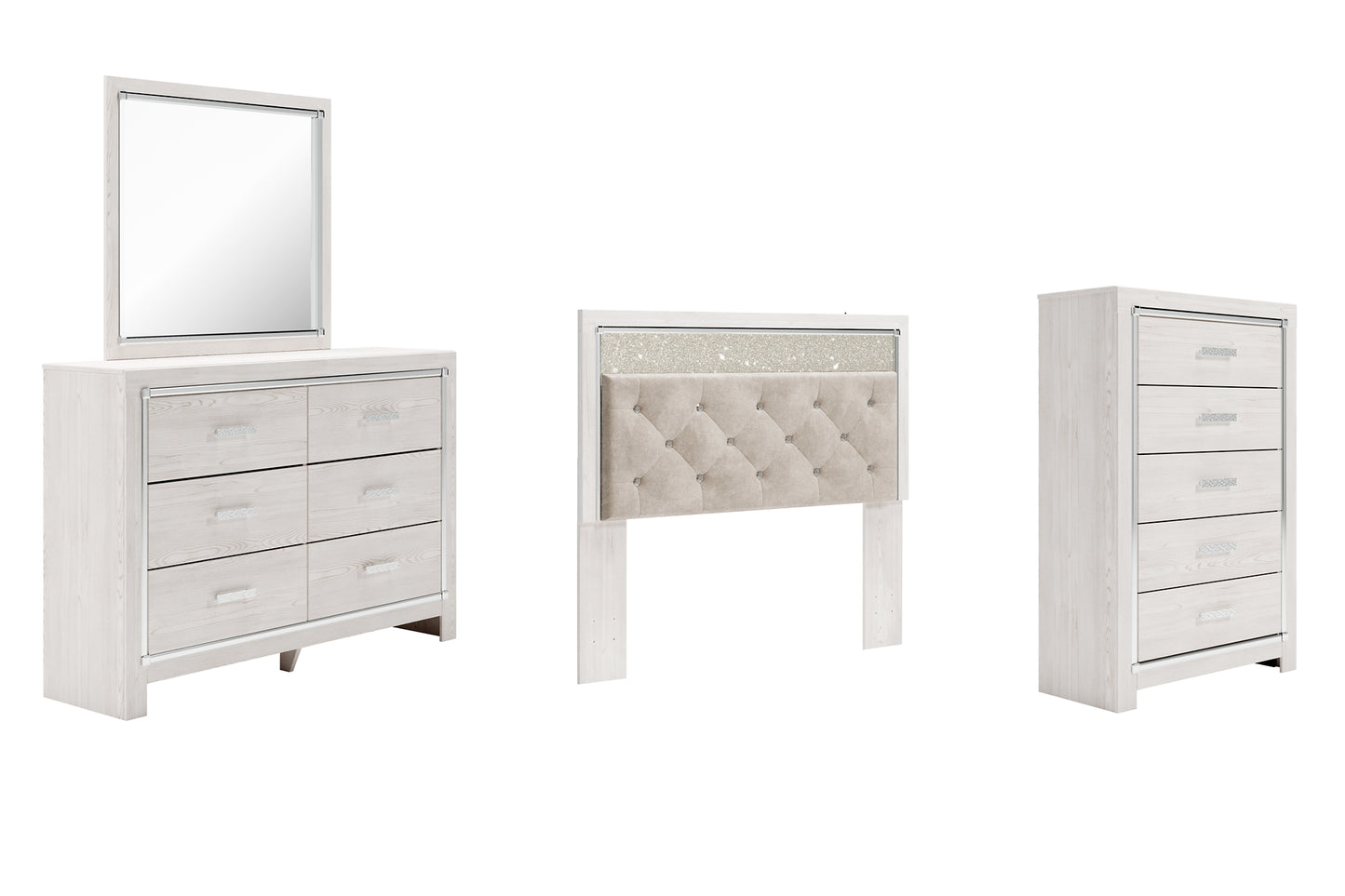 Altyra  Panel Headboard With Mirrored Dresser And Chest