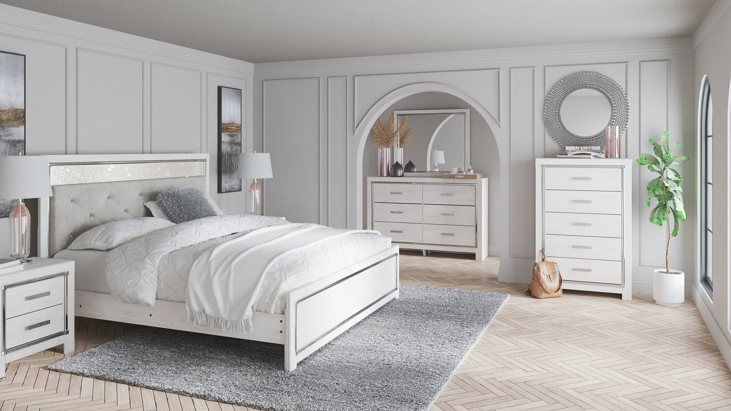 Altyra  Panel Bed With Mirrored Dresser And 2 Nightstands