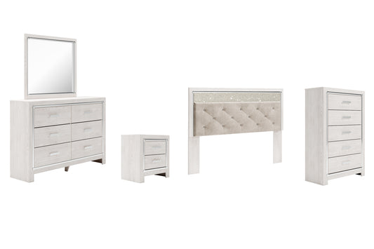 Altyra  Panel Headboard With Mirrored Dresser, Chest And Nightstand