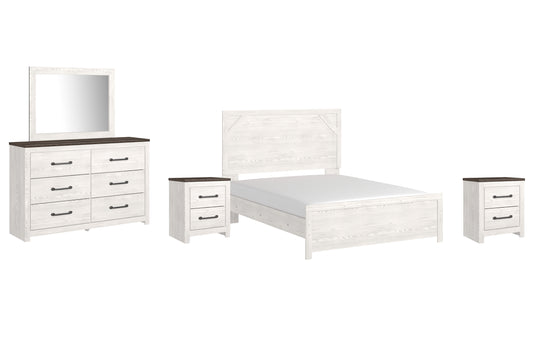 Gerridan  Panel Bed With Mirrored Dresser And 2 Nightstands