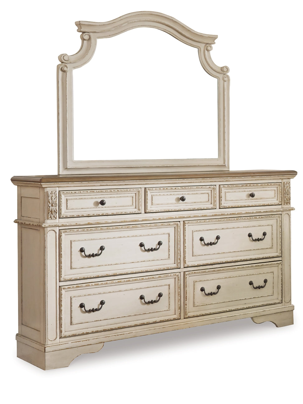 Realyn  Upholstered Bed With Mirrored Dresser And Chest