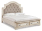 Realyn California  Upholstered Bed With Mirrored Dresser