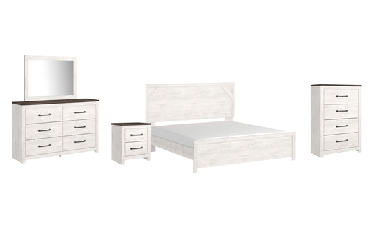 Gerridan  Panel Bed With Mirrored Dresser, Chest And Nightstand