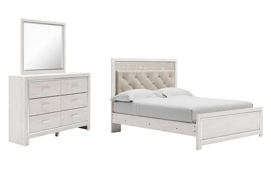 Altyra  Panel Bed With Mirrored Dresser