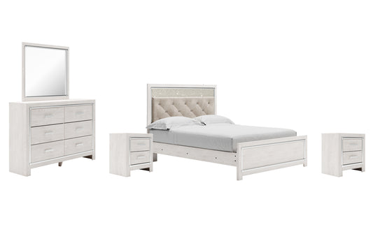 Altyra  Panel Bed With Mirrored Dresser And 2 Nightstands