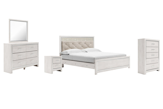 Altyra  Panel Bed With Mirrored Dresser, Chest And Nightstand