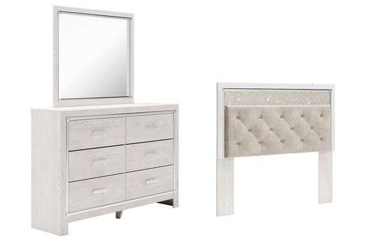 Altyra  Panel Headboard With Mirrored Dresser