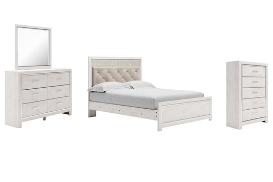 Altyra  Panel Bed With Mirrored Dresser And Chest