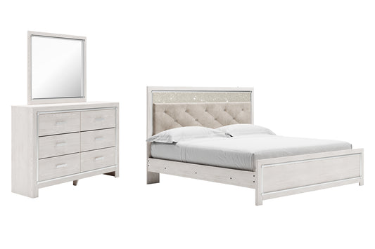 Altyra  Panel Bed With Mirrored Dresser