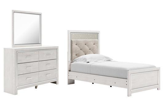 Altyra  Panel Bed With Mirrored Dresser