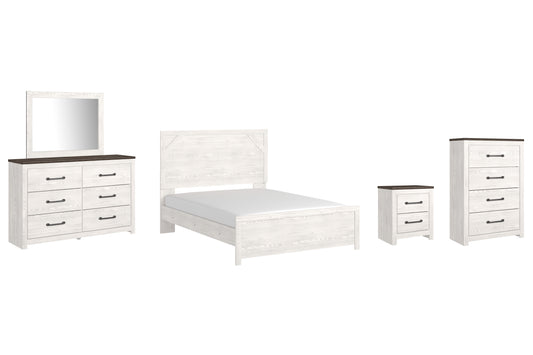 Gerridan  Panel Bed With Mirrored Dresser, Chest And Nightstand