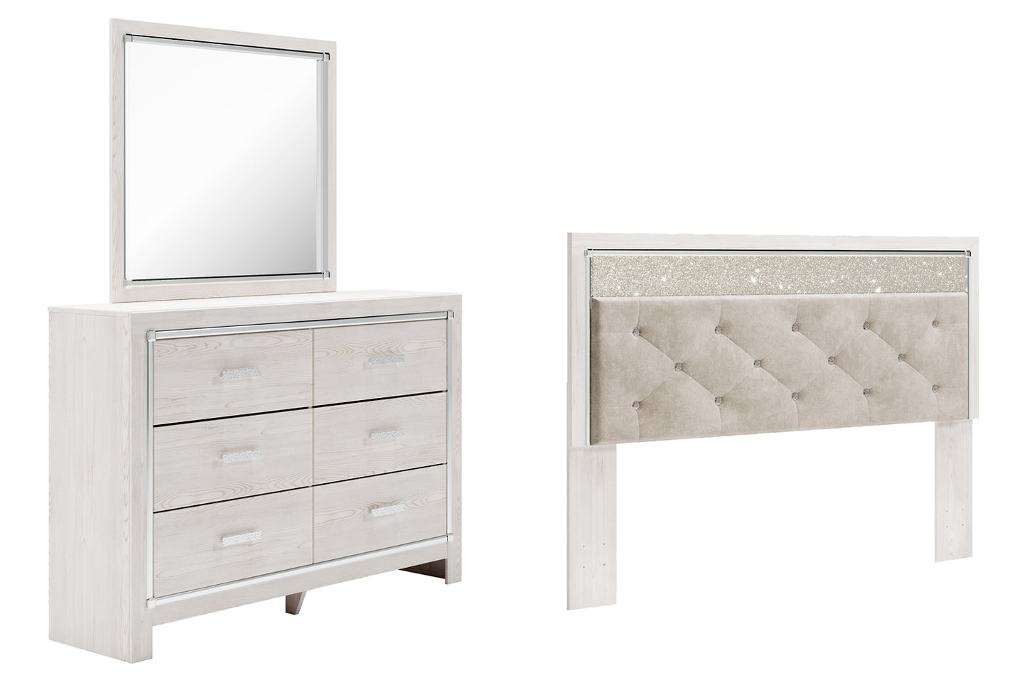 Altyra  Panel Headboard With Mirrored Dresser