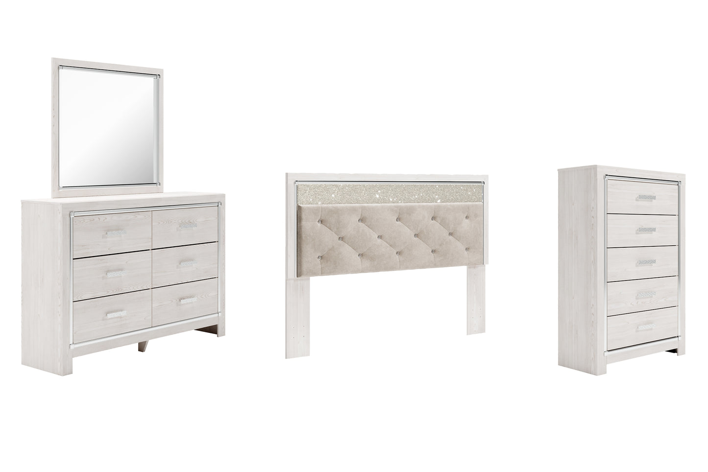 Altyra  Panel Headboard With Mirrored Dresser And Chest