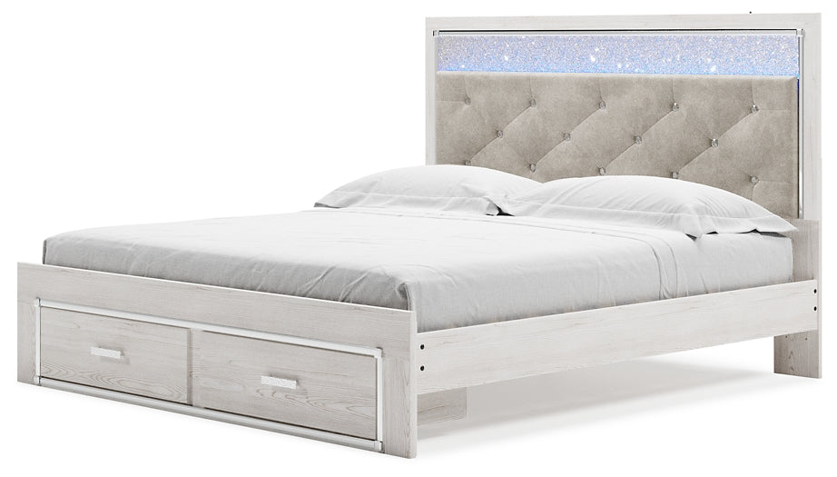 Altyra  Upholstered Storage Bed With Mirrored Dresser And Nightstand