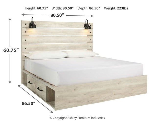 Cambeck  Panel Bed With 2 Storage Drawers With Mirrored Dresser And Nightstand