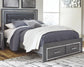 Lodanna  Panel Bed With 2 Storage Drawers With Mirrored Dresser And Nightstand