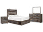 Drystan  Panel Bed With 2 Storage Drawers With Mirrored Dresser And Nightstand