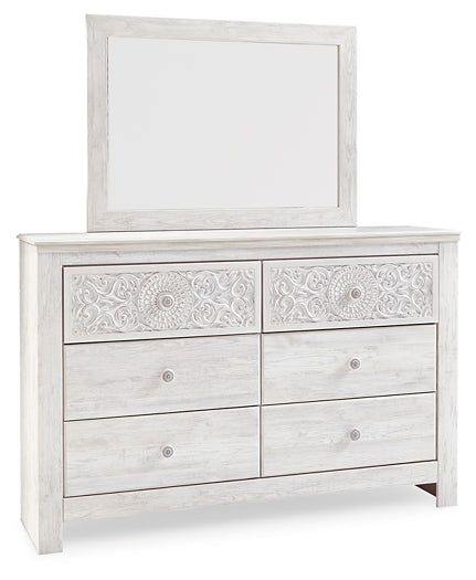 Paxberry  Panel Bed With Mirrored Dresser And Nightstand