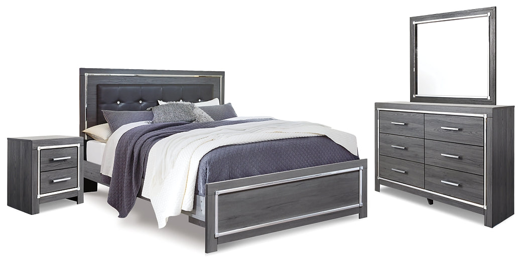 Lodanna  Panel Bed With Mirrored Dresser And Nightstand