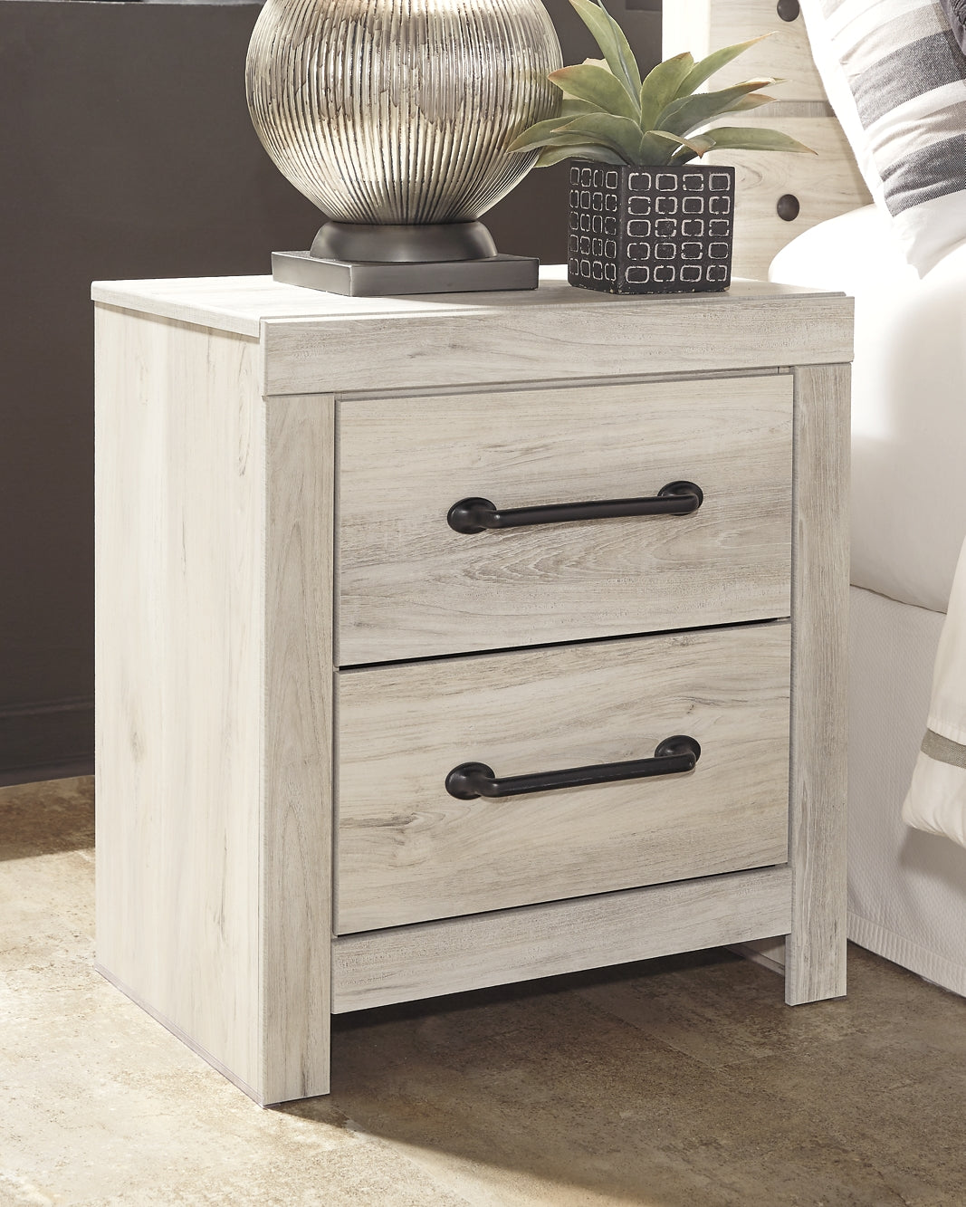 Cambeck  Panel Bed With Mirrored Dresser And Nightstand