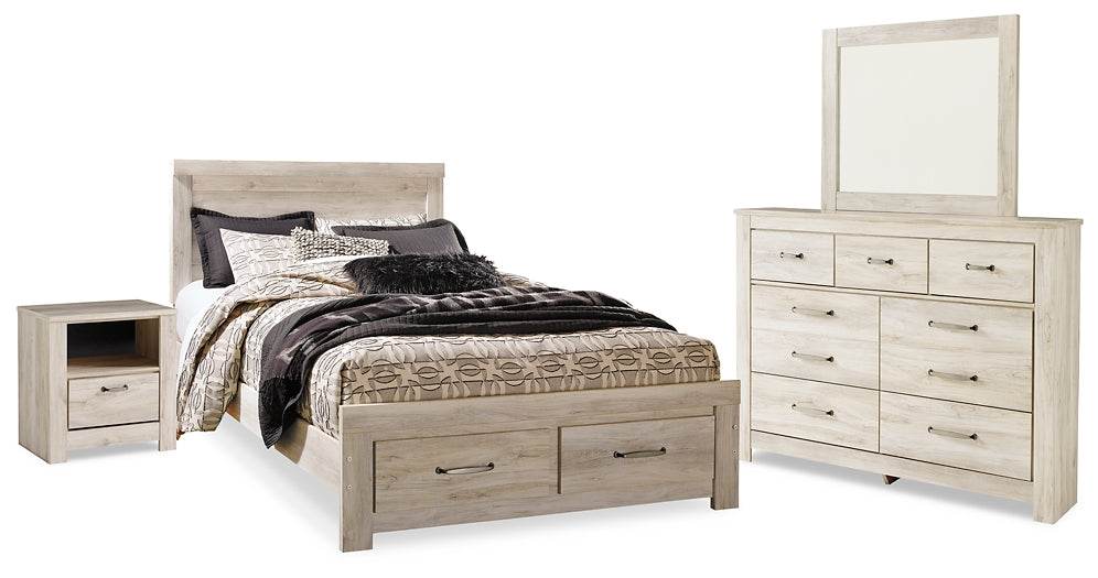 Bellaby  Platform Bed With 2 Storage Drawers With Mirrored Dresser And Nightstand