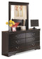 Huey Vineyard  Sleigh Headboard With Mirrored Dresser, Chest And Nightstand