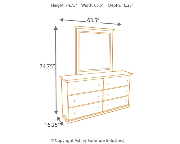 Bostwick Shoals /California King Panel Headboard With Mirrored Dresser