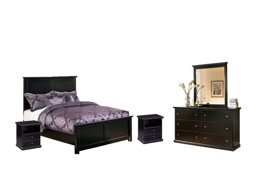 Maribel  Panel Headboard With Mirrored Dresser And 2 Nightstands