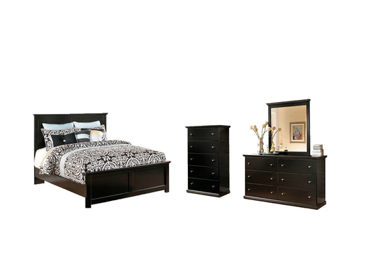 Maribel  Panel Bed With Mirrored Dresser And Chest