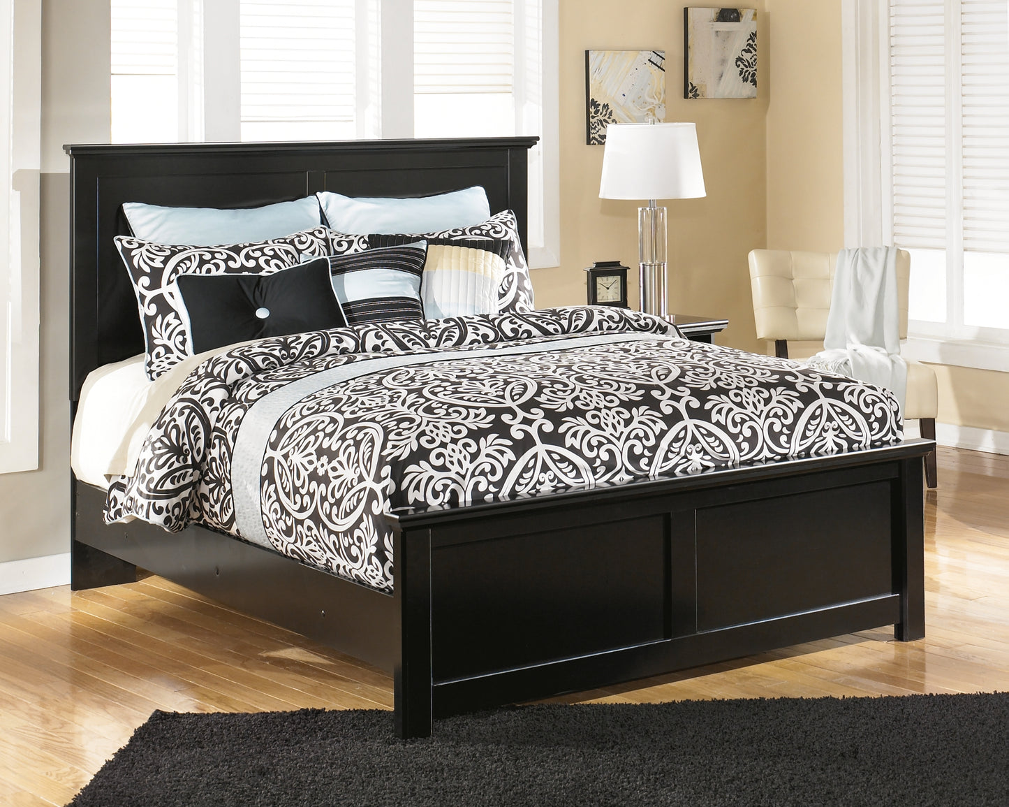 Maribel  Panel Bed With Mirrored Dresser And 2 Nightstands