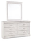 Anarasia  Sleigh Headboard With Mirrored Dresser, Chest And Nightstand