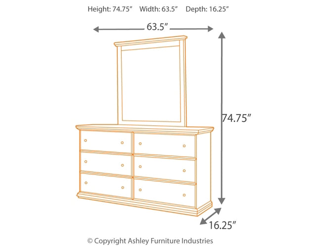 Maribel /California King Panel Headboard With Mirrored Dresser And 2 Nightstands