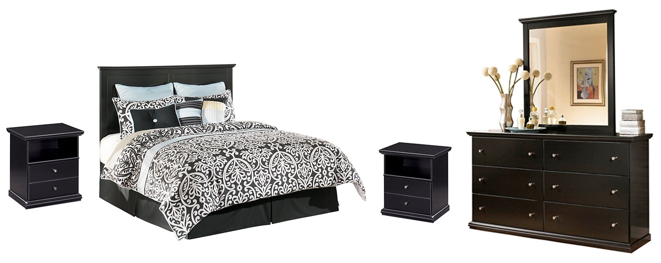 Maribel /California King Panel Headboard With Mirrored Dresser And 2 Nightstands