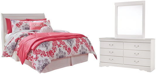 Anarasia  Sleigh Headboard With Mirrored Dresser