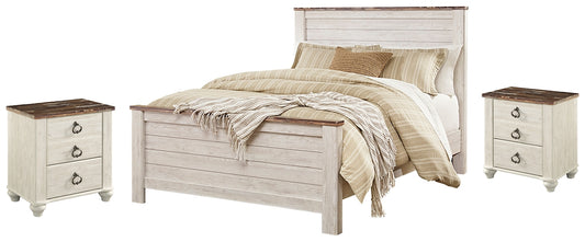 Willowton  Panel Bed With 2 Nightstands