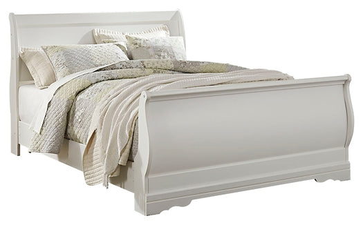 Anarasia  Sleigh Bed With Mirrored Dresser And Chest