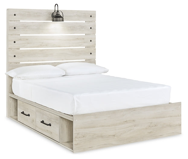 Cambeck  Panel Bed With 4 Storage Drawers With Mirrored Dresser And Chest