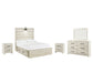 Cambeck  Panel Bed With 4 Storage Drawers With Mirrored Dresser And 2 Nightstands