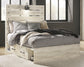 Cambeck  Panel Bed With 4 Storage Drawers With Mirrored Dresser And Chest